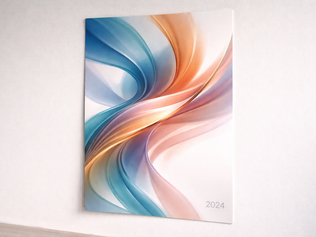 Minimal still of a Latvian animated movie poster with a clear 2024 “Flow” theme, no readable text.