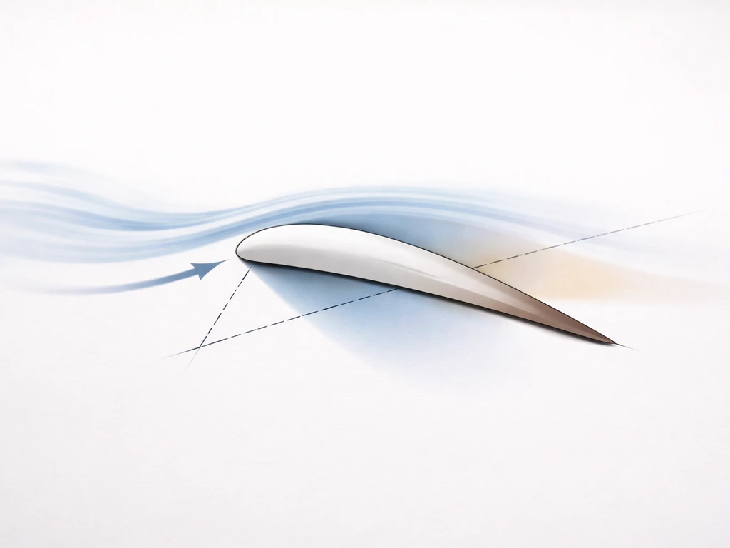 Minimal photo showing airflow approaching a stylized bird wing with an angle-of-attack reference.