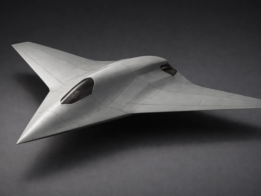 Angled cutaway-style render of a stealth aircraft demonstrator highlighting smooth faceted surfaces.