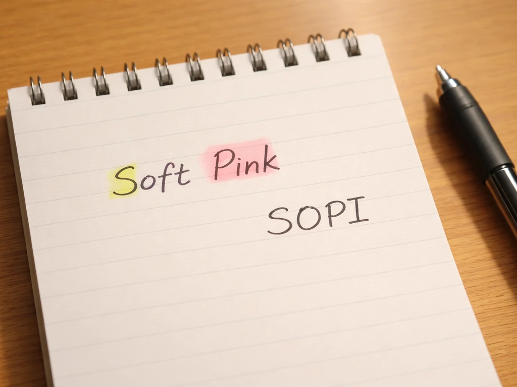 Close-up of an English name on a notebook with two highlighted letter groups beside a simple four-letter code.