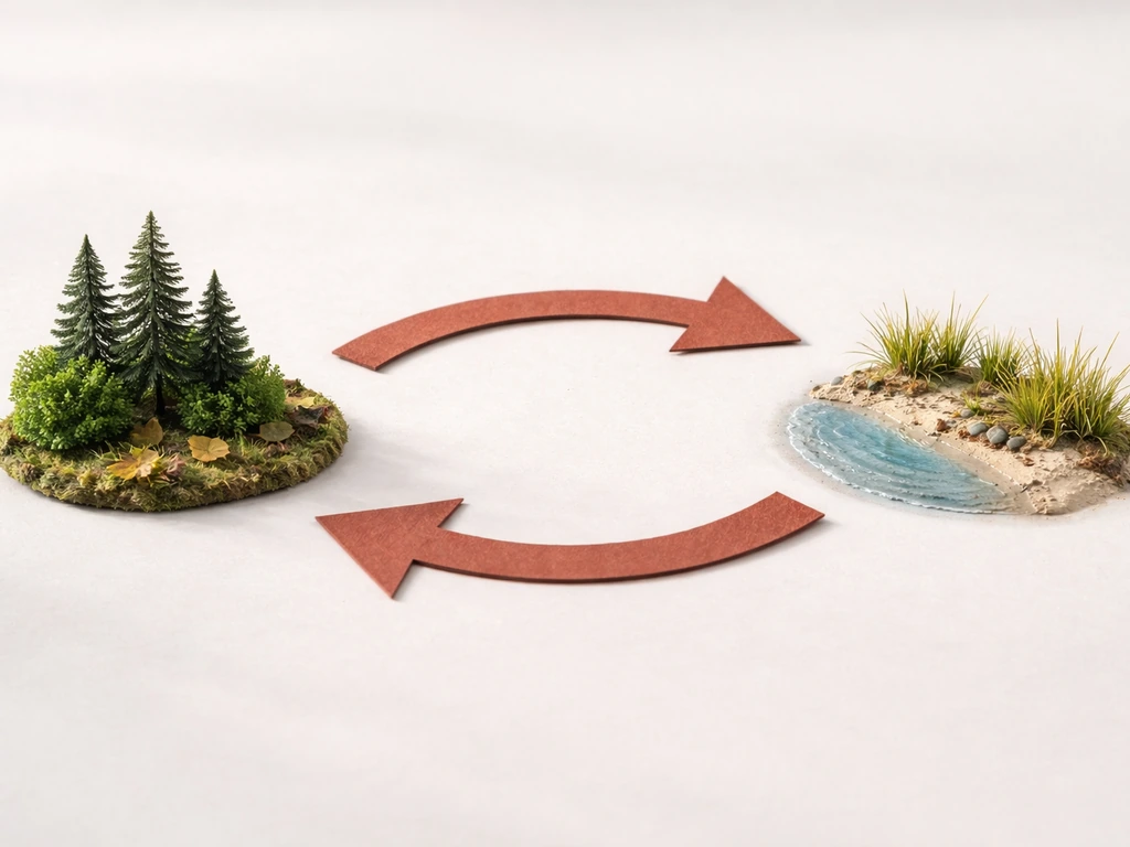 Two habitat icons with simple arrows showing birds leaving and returning seasonally.