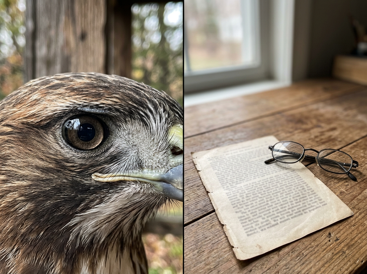 Illustration of a bird’s-eye phrase having literal and symbolic meanings