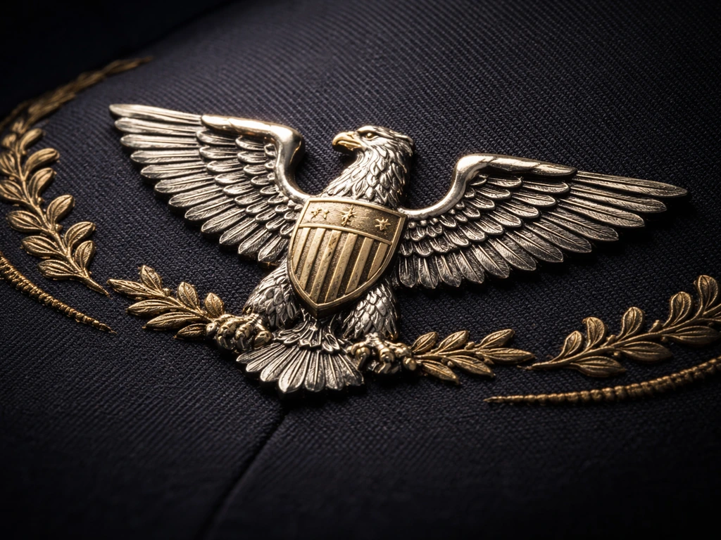 Close-up of an eagle-themed military insignia concept symbolizing colonel authority, no text