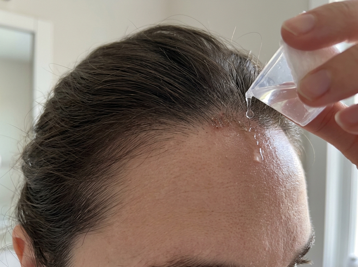 Using water to wet crusted bird droppings before cleanup on skin