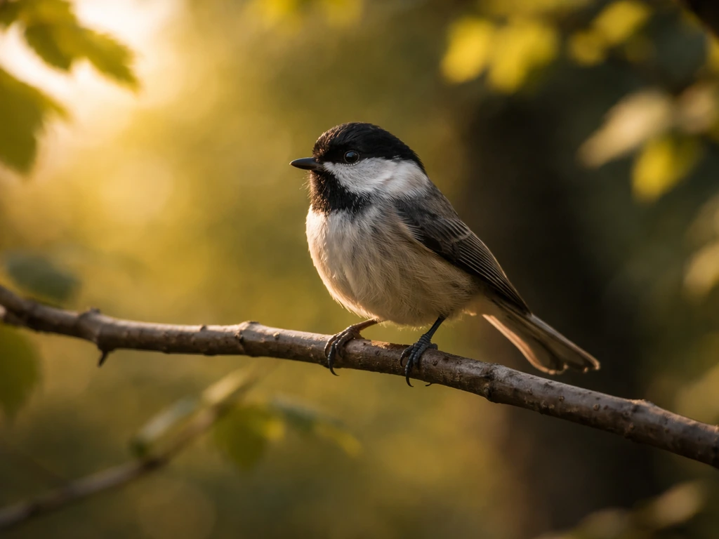 A small bird perched on a branch, quietly watching, with subtle mood suggesting being “put down.”