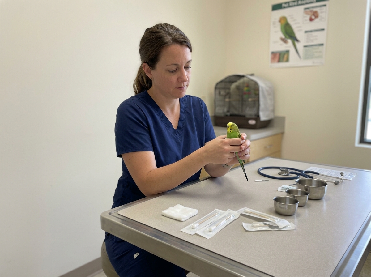 Avian vet exam setup showing why an early checkup matters.
