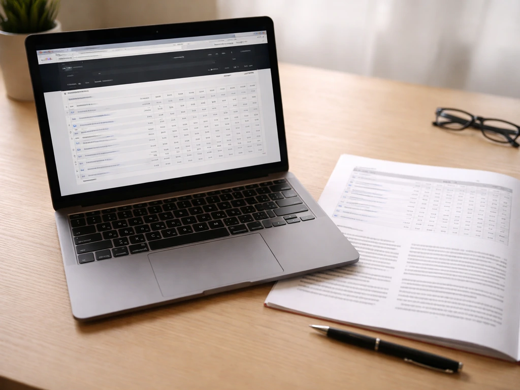 Close-up of a laptop standings table and a media guide document page used to verify current numbers.