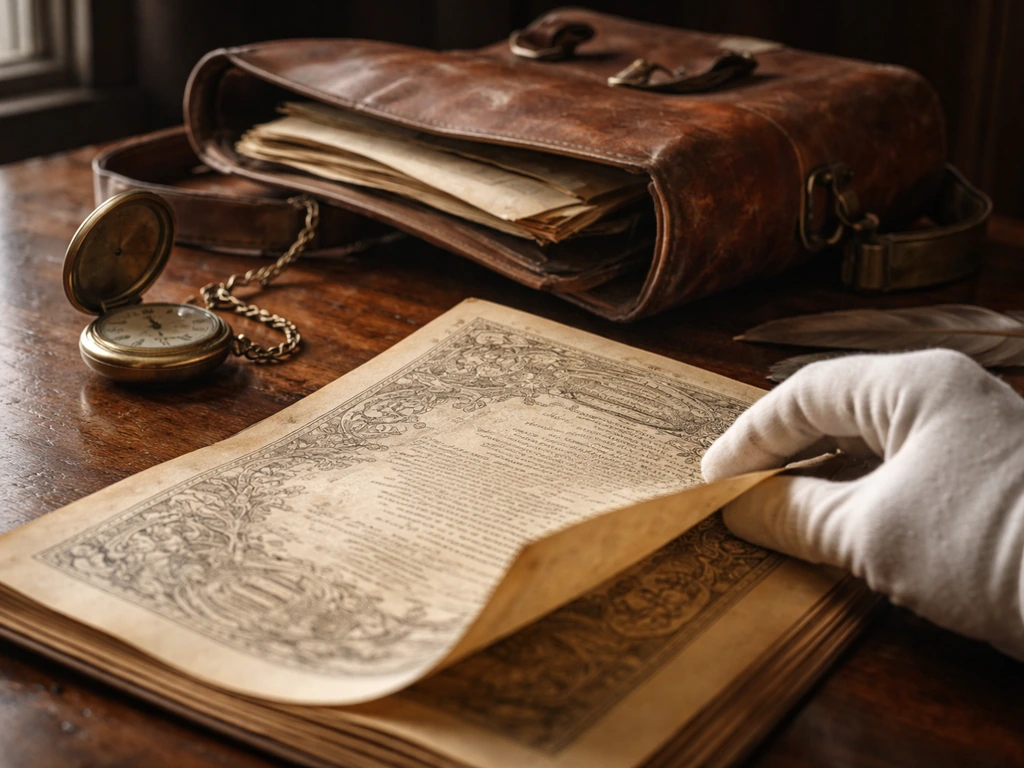 An 1800s-style engraved money-themed scene with an anonymous hand holding a vintage document