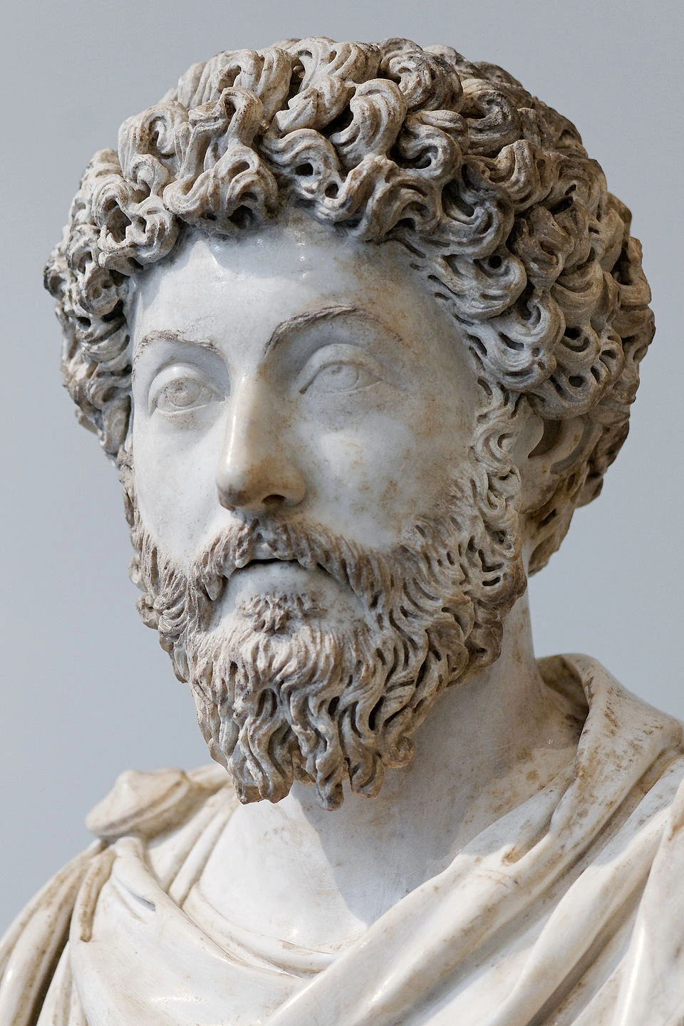 Marble bust of Marcus Aurelius, Roman emperor and Stoic philosopher