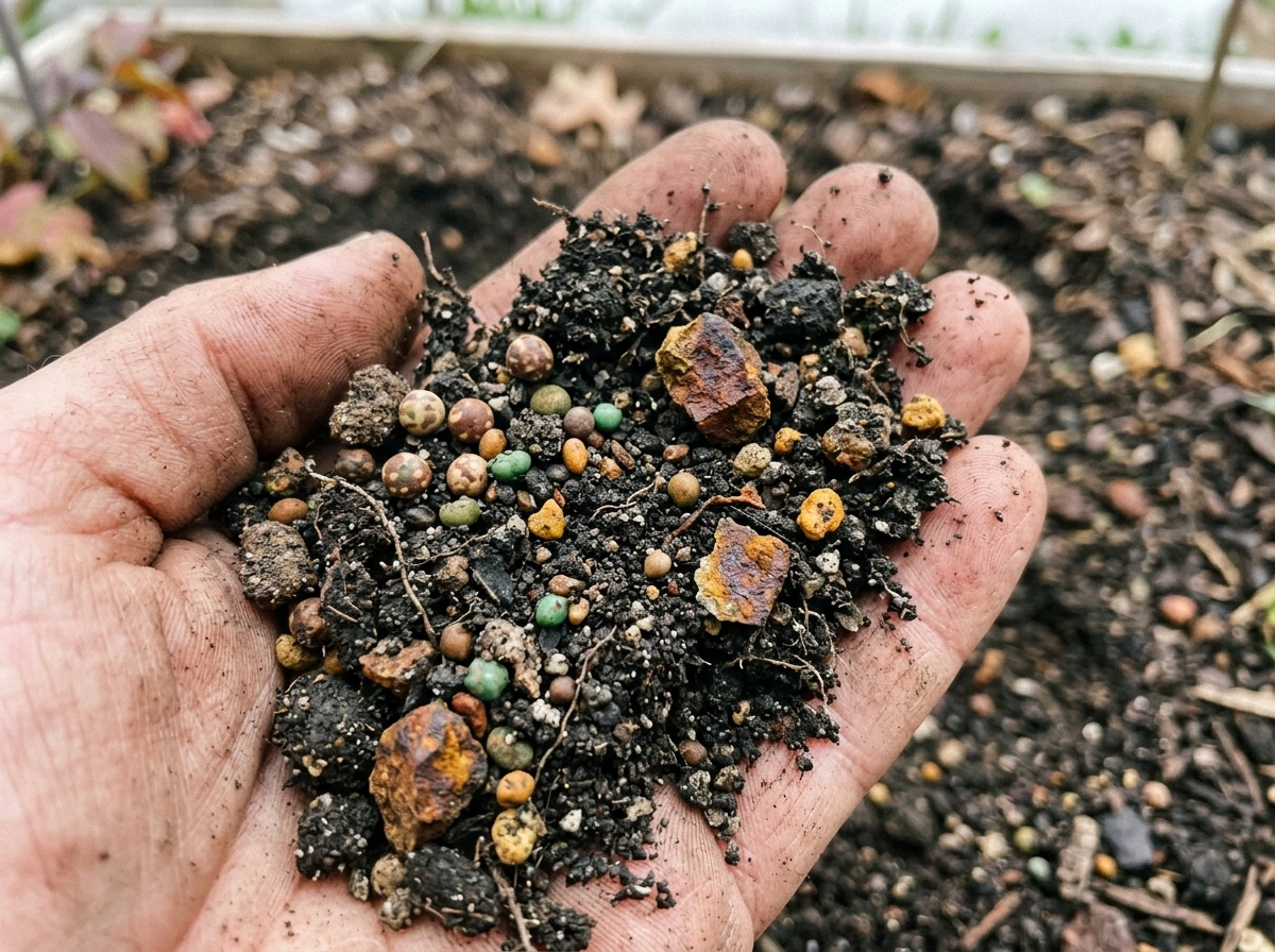 Mineral-rich soil showing different particle colors