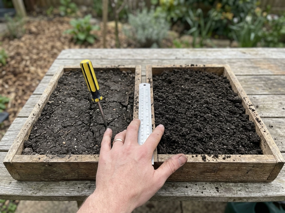 Compacted vs loosened soil showing improved structure for roots