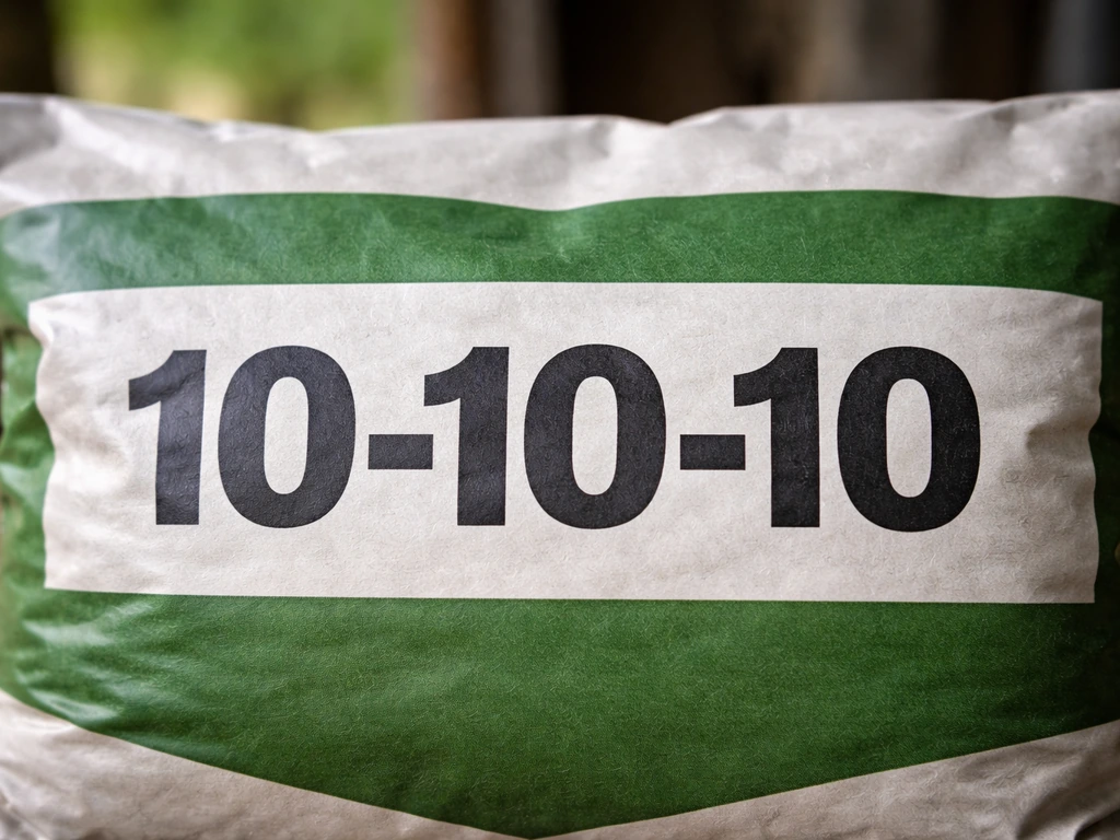 Close-up of an N-P-K fertilizer bag label with the three numbers clearly visible.