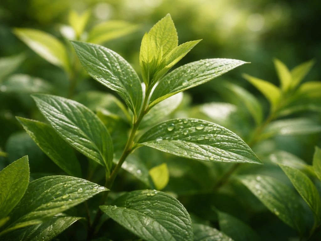 Close-up of green plant leaves moving gently in a breeze with dappled sunlight.