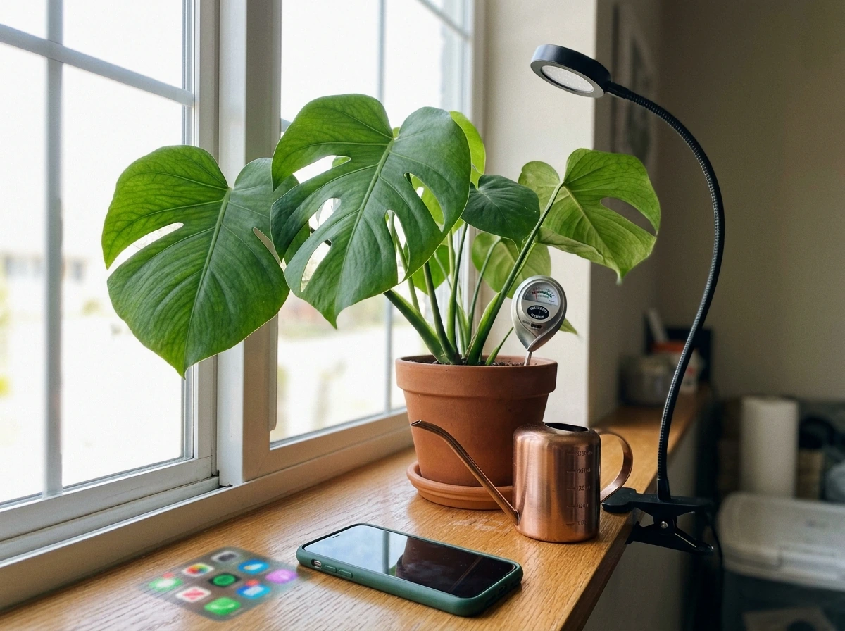 Houseplant cared for by light and water basics, debunking singing-to-plants growth claims