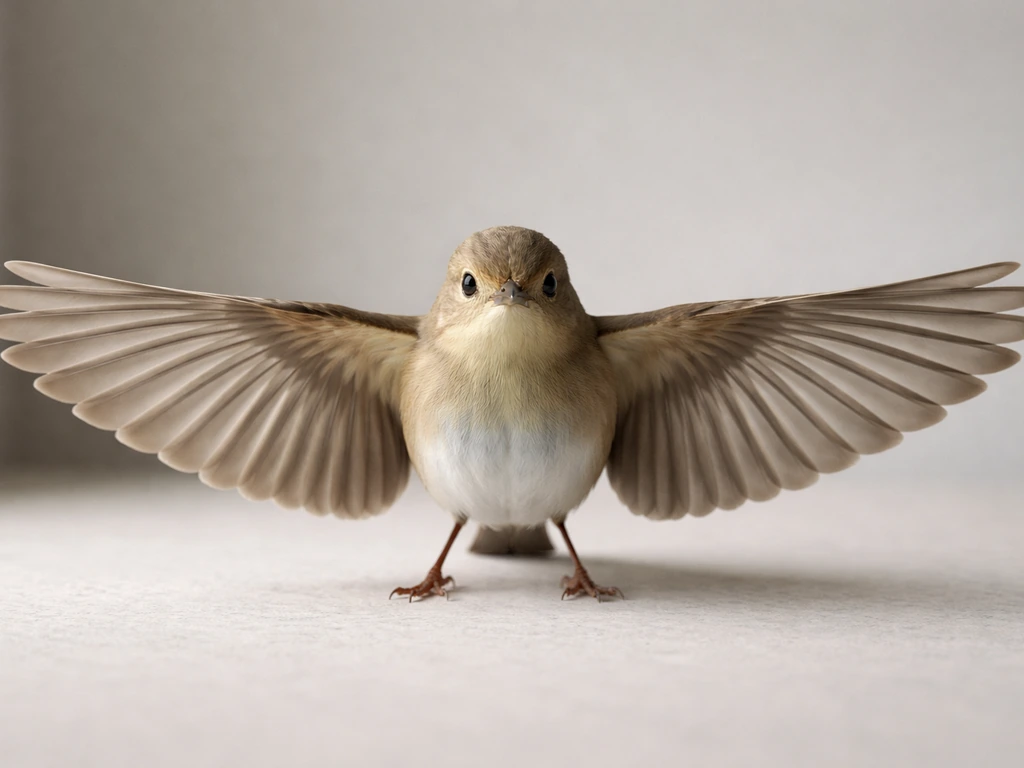 Close-up of a healthy bird with both wings extended symmetrically, primary feathers clearly visible.