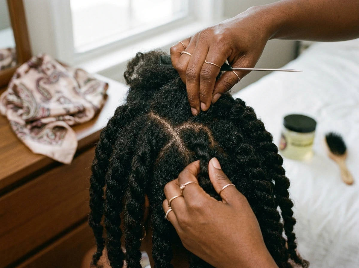 Loose protective style installation with low tension around hairline