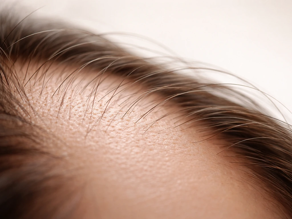 Close-up of healthy hair strands and a softly lit scalp texture, emphasizing evidence-based hair regrowth.