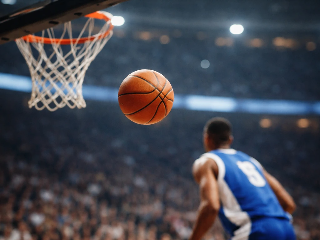 Courtside basketball shot with a generic player silhouette, symbolizing contract earnings without showing a real person.