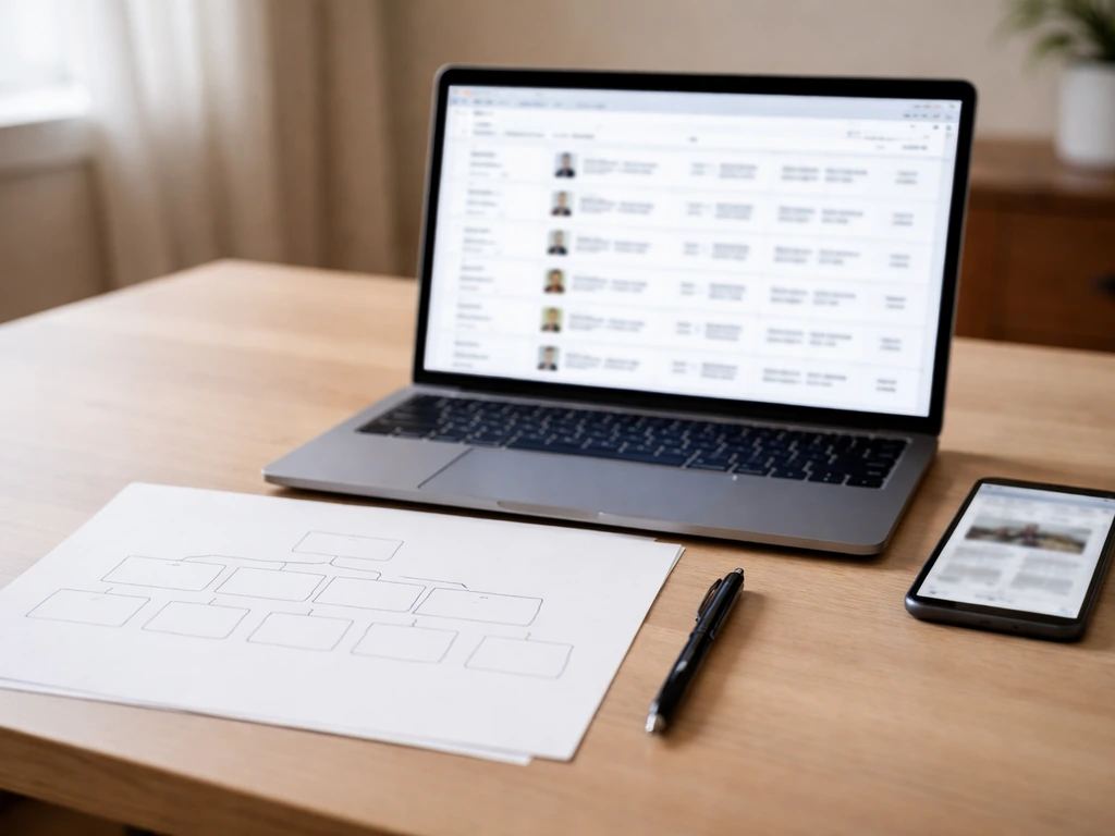 Minimal desk scene with a laptop showing an anonymous player database-style webpage and source verification notes