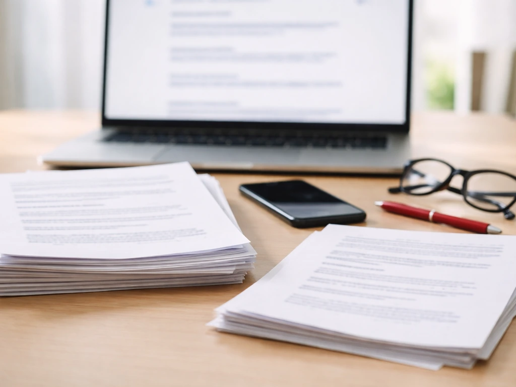 Minimal desk with phone and mixed documents suggesting confusion between two similar records