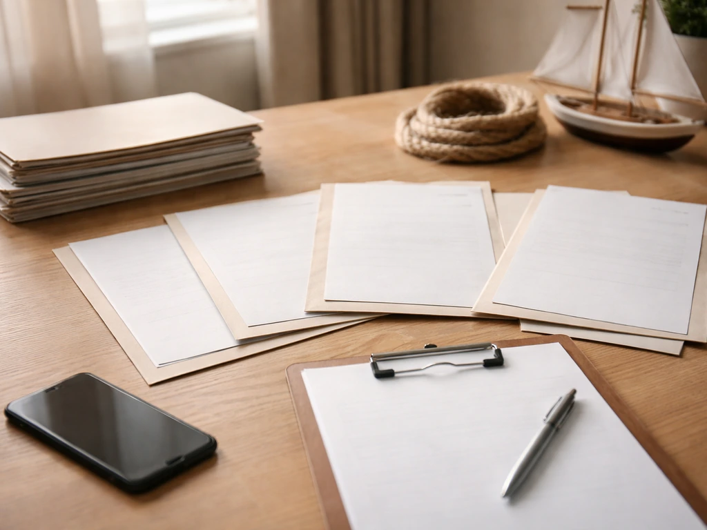 Minimal desk scene with multiple indistinct name-matching papers to suggest shared identity.