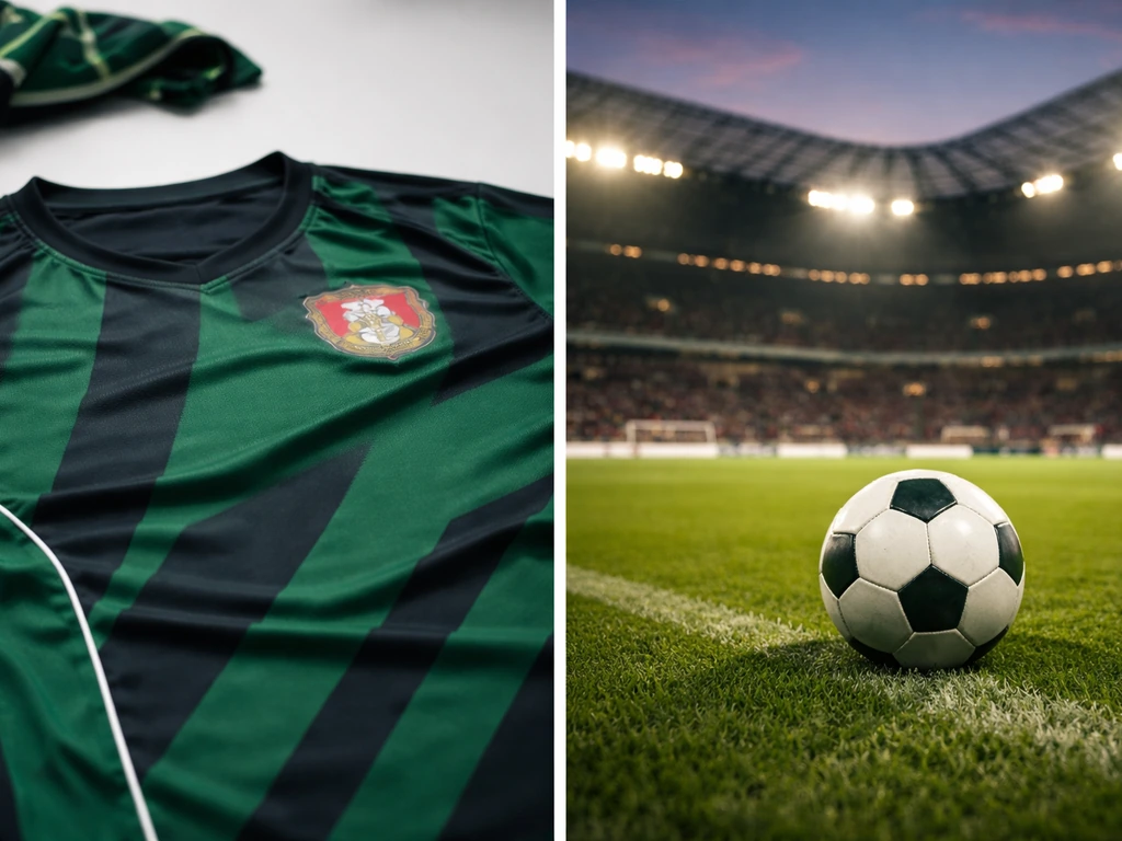 Minimal soccer-themed collage with Bayer Leverkusen vibe, jersey details, and a football scene to confirm Victor Bonifac