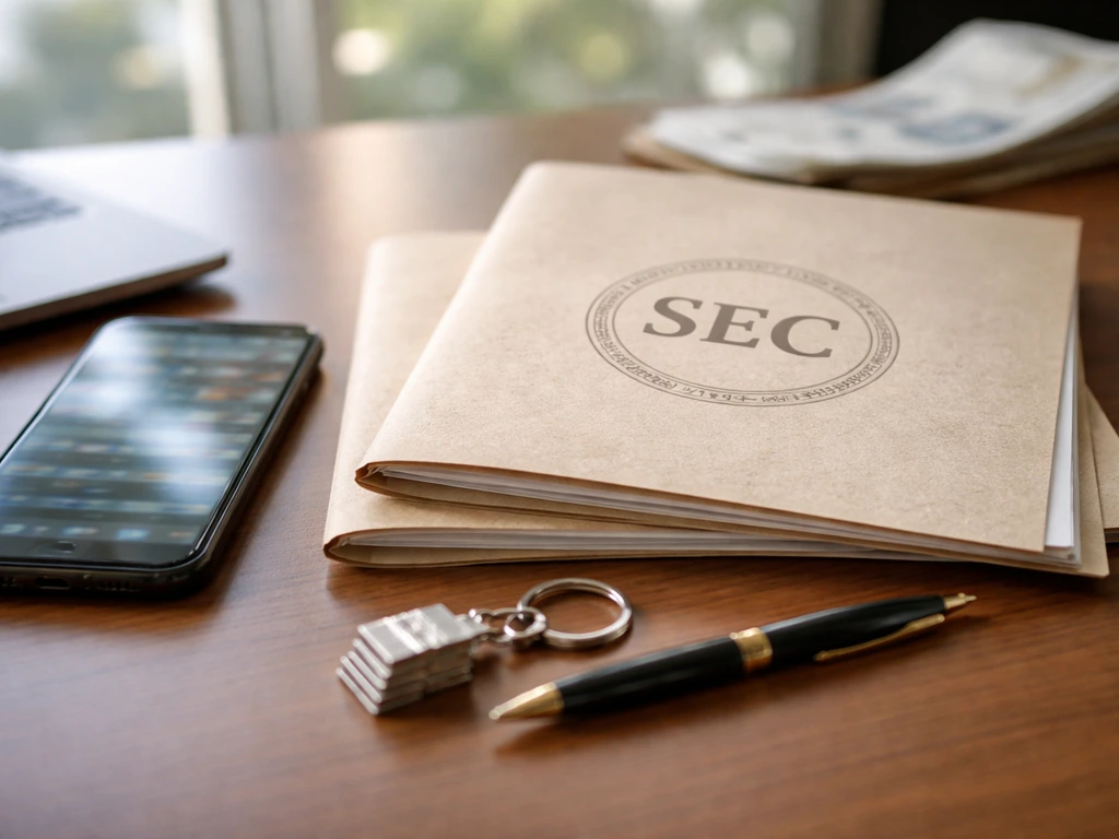 Desk with financial documents and a phone showing blurred market news, symbolizing equity holdings.