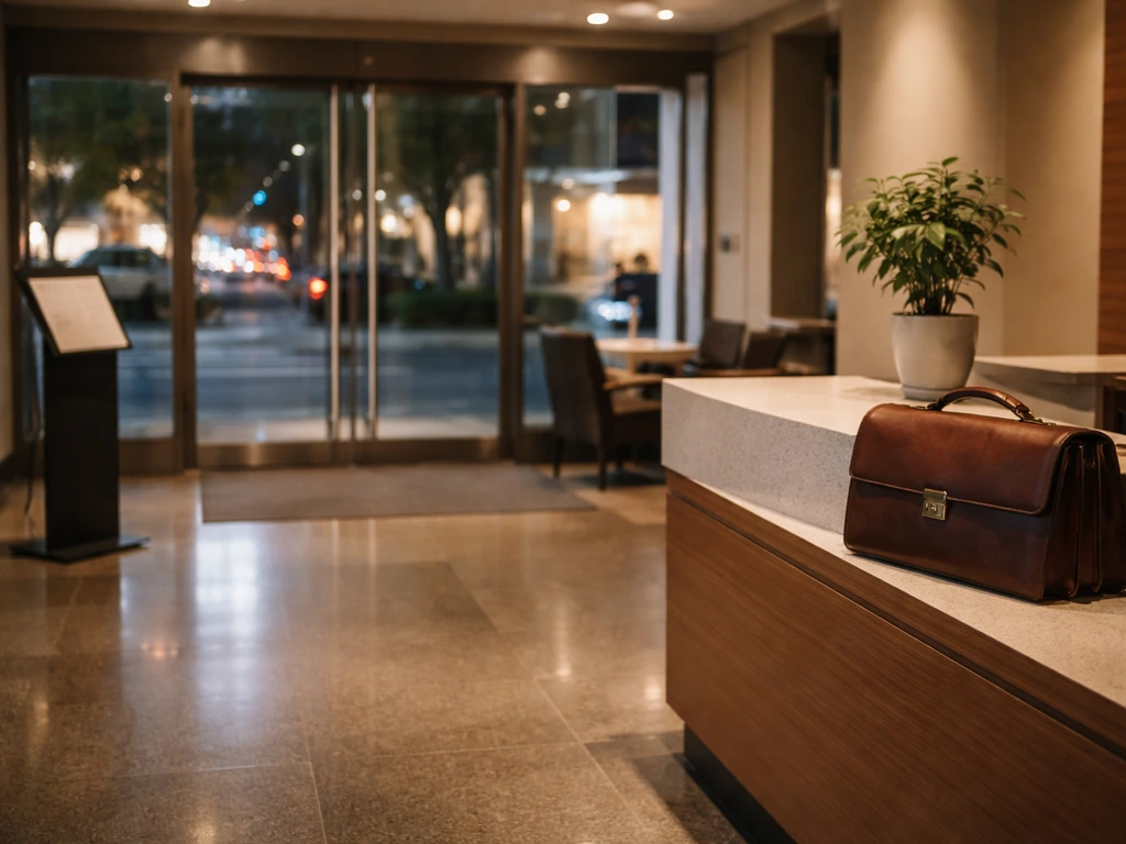 Quiet hotel lobby scene symbolizing hospitality business and wealth research without showing any person
