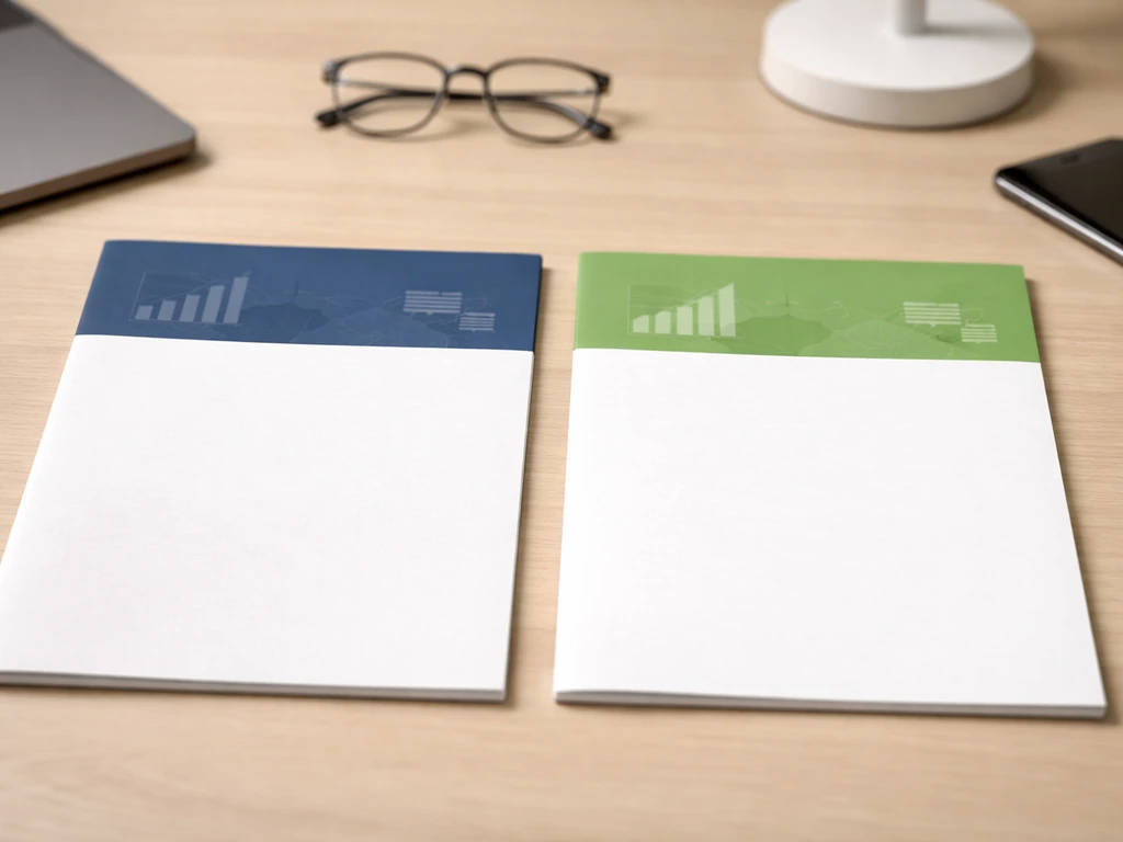Two side-by-side blank report pages on a desk, symbolizing different net-worth estimates from separate sources.