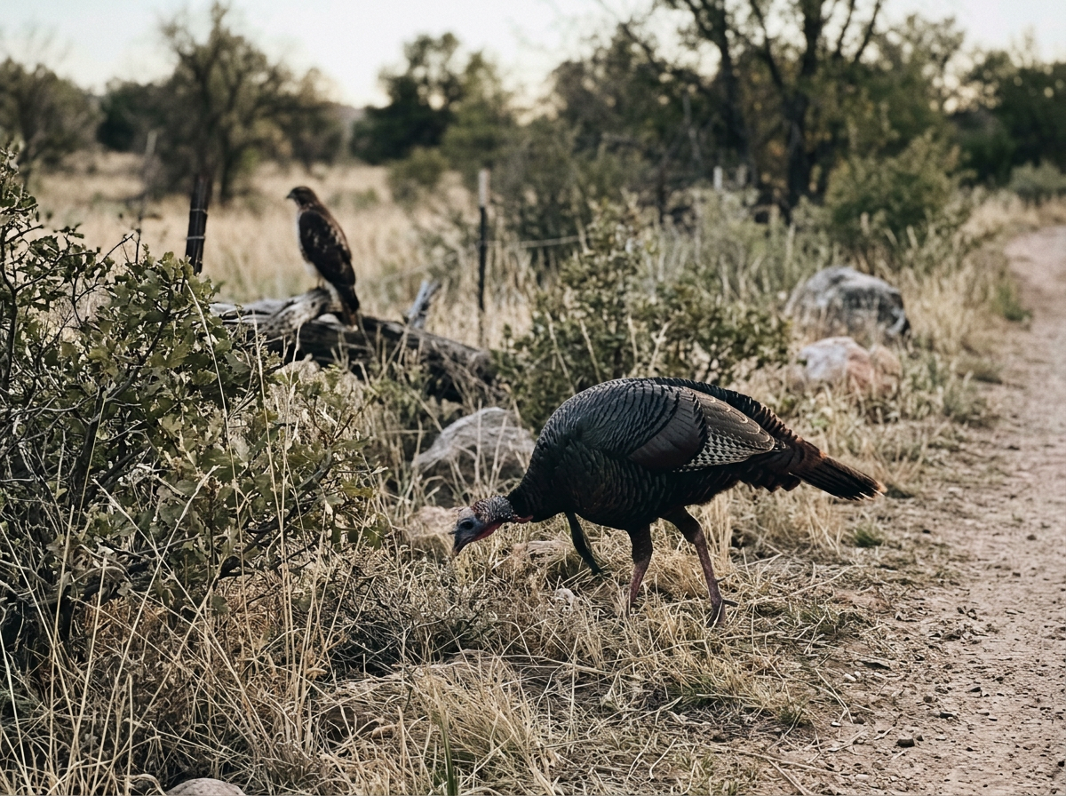 Illustration of how to tell a turkey from a bird of prey in the field