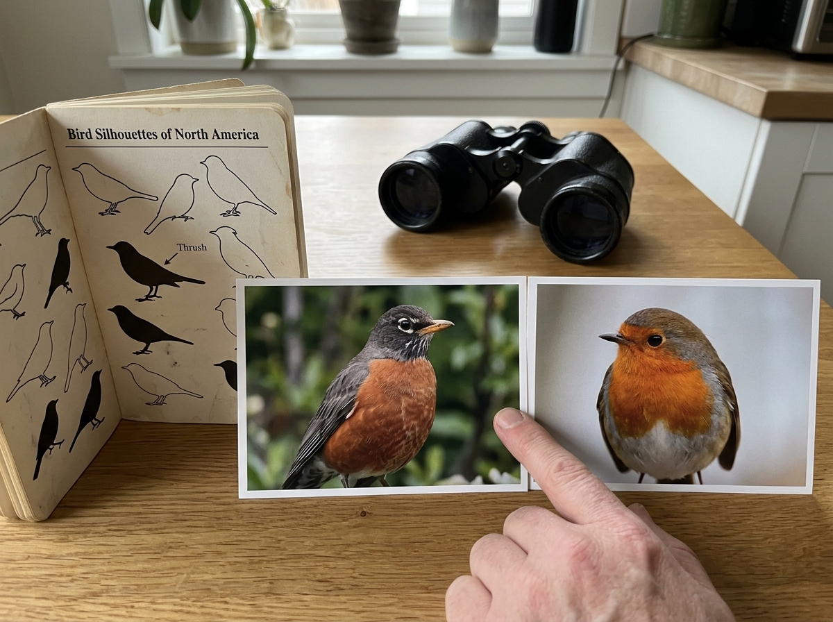 Robin in early spring setting with fresh green growth and thawing ground