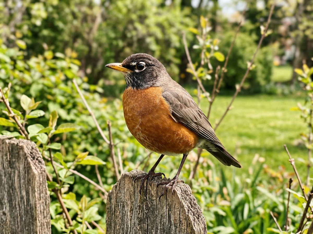 Photo comparison setup showing American vs European robin field marks