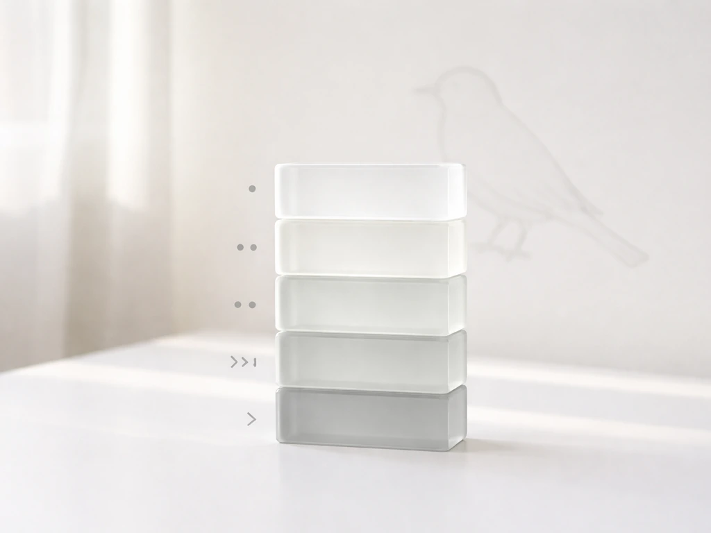 Minimal tabletop scene with stacked translucent blocks and a faint bird silhouette suggesting taxonomy levels.