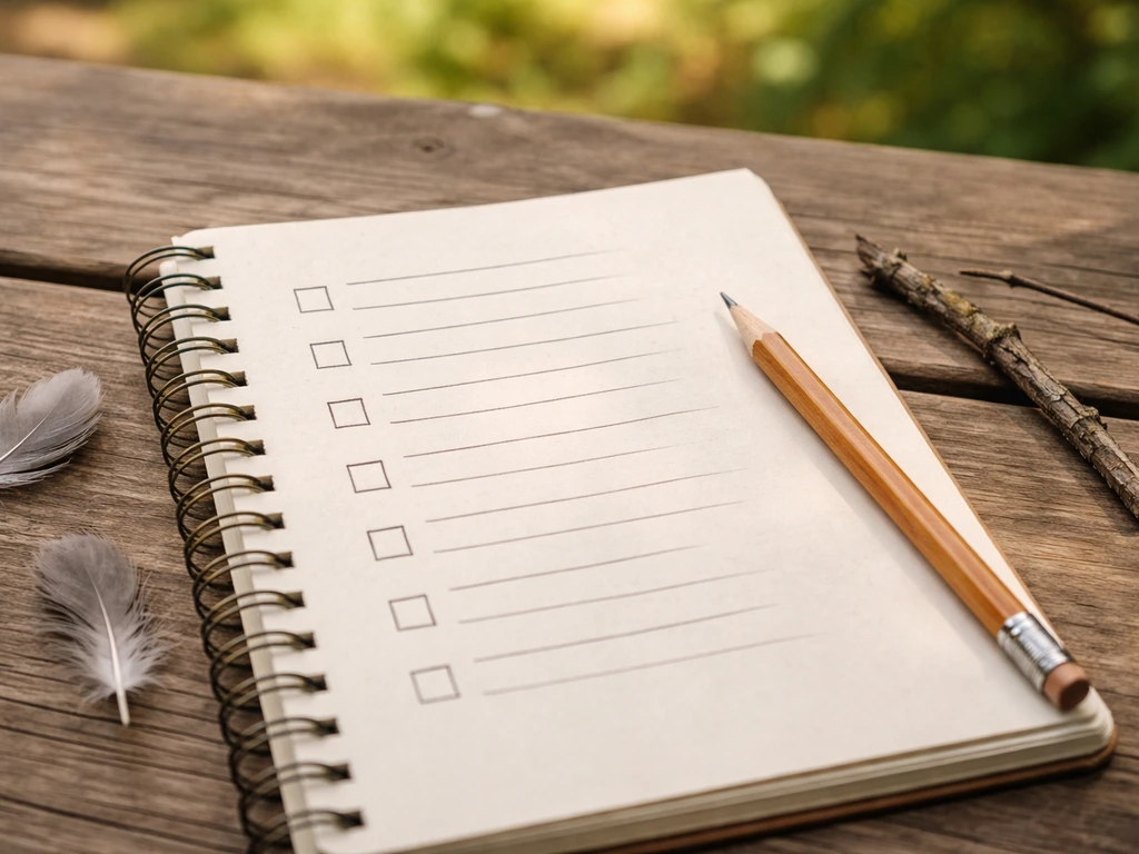 Minimal field-guide style checklist board with checkboxes and bird-identification traits