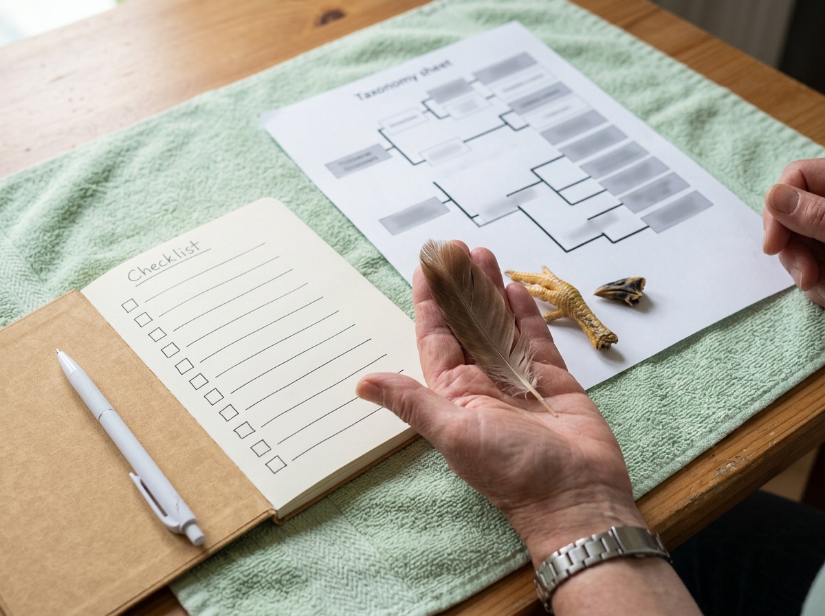 Side-by-side rooster and chickens showing the difference in type.