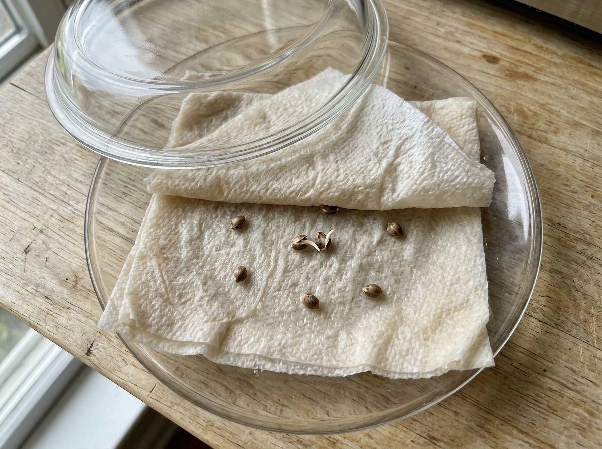 Paper towel method germination seeds on a plate