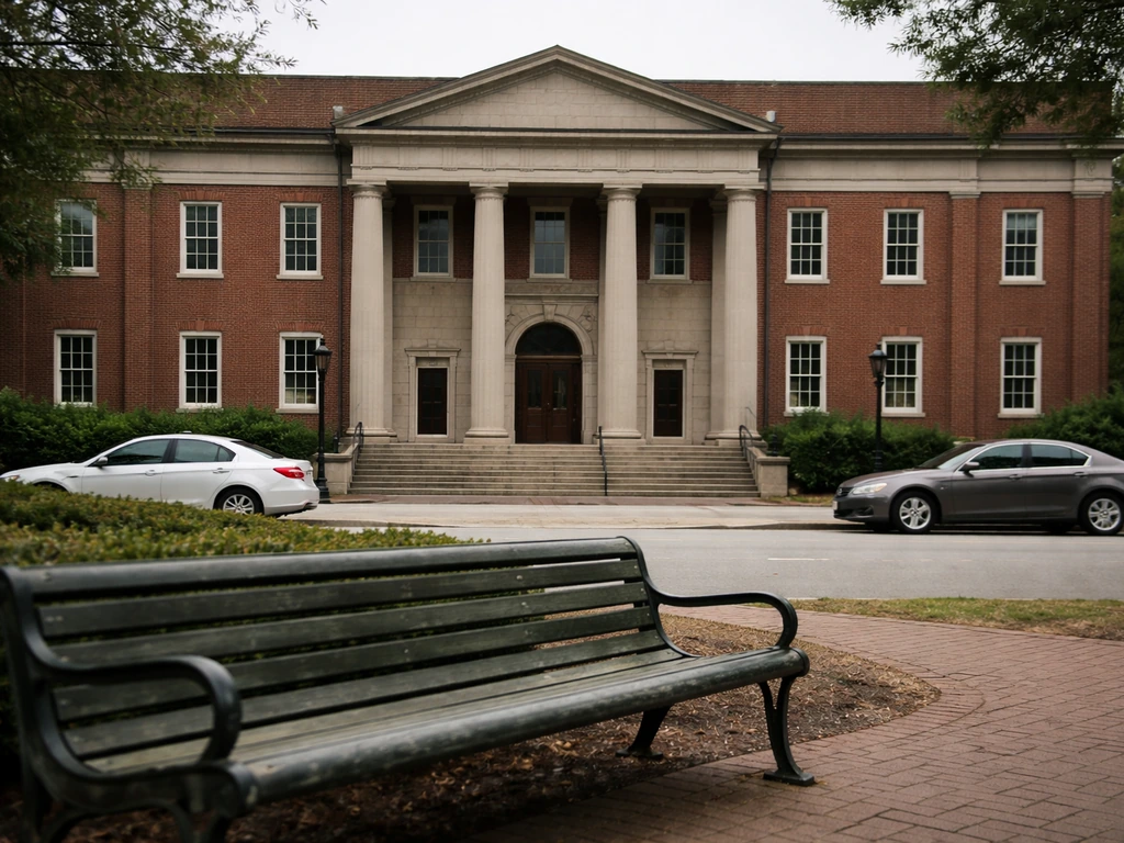 South Carolina courthouse entrance exterior, quiet legal setting with no visible text or logos