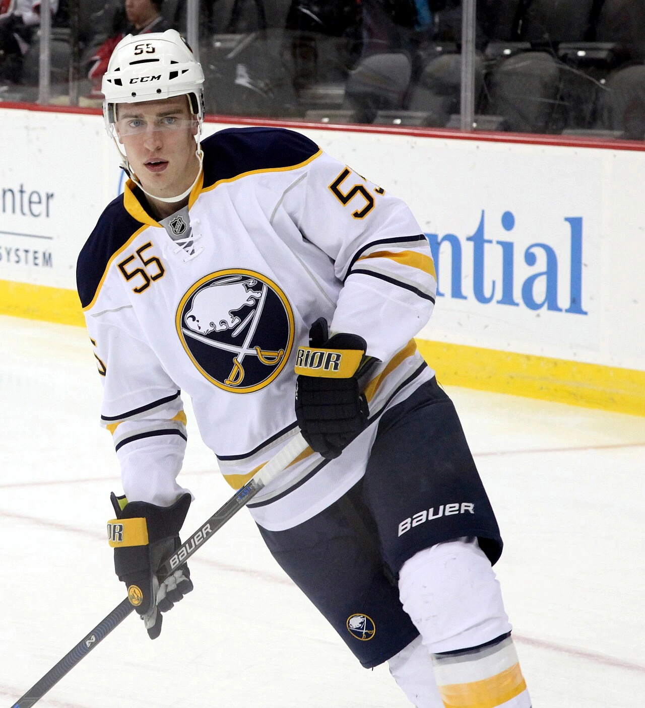 Rasmus Ristolainen in a Buffalo Sabres uniform on the ice
