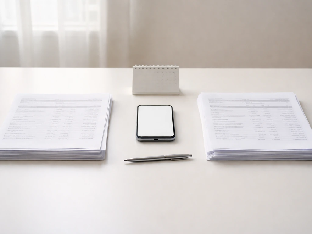Split scene of two financial documents and a calendar, suggesting mismatched valuation dates and incomplete data.