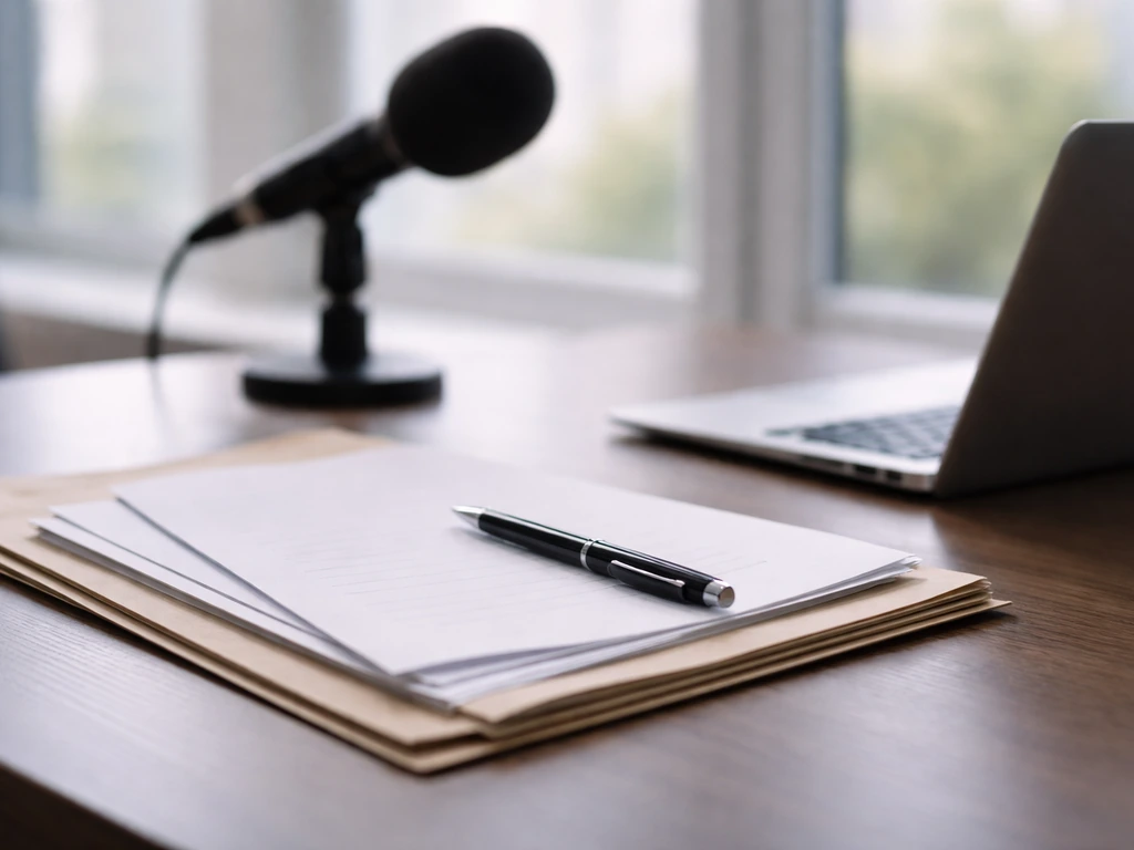 Unbranded venture funding documents and a pen on a simple desk beside a laptop in a bright office