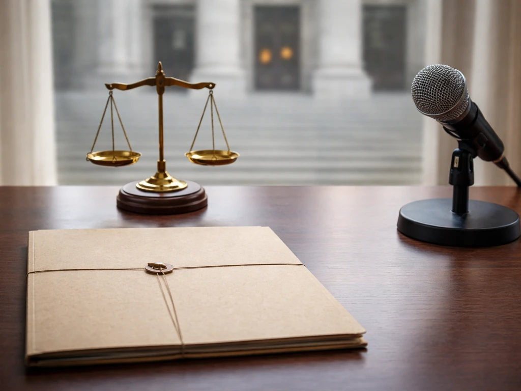 Minimal office scene with three money-related elements symbolizing public, private, and judicial income tiers