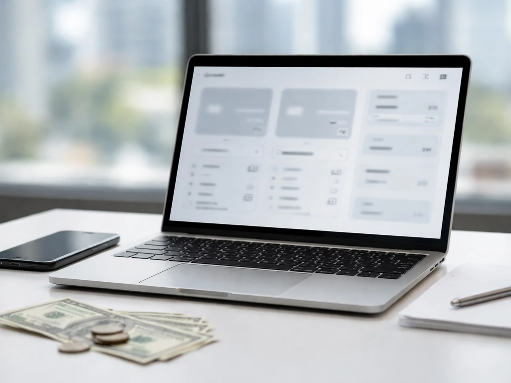Minimal desk scene with laptop and papers symbolizing fact-checking a company funding estimate