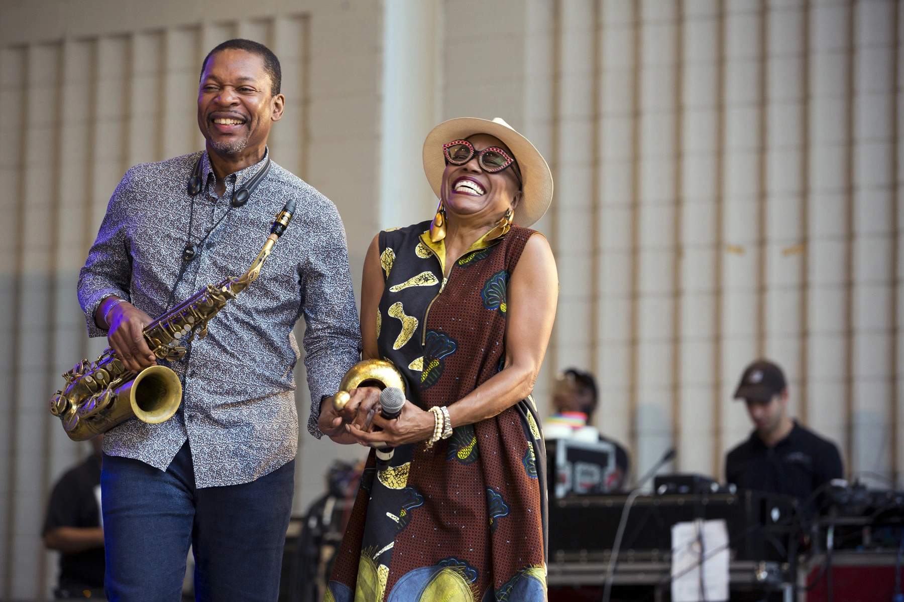 Photo of Ravi Coltrane saxophonist and bandleader performing on stage