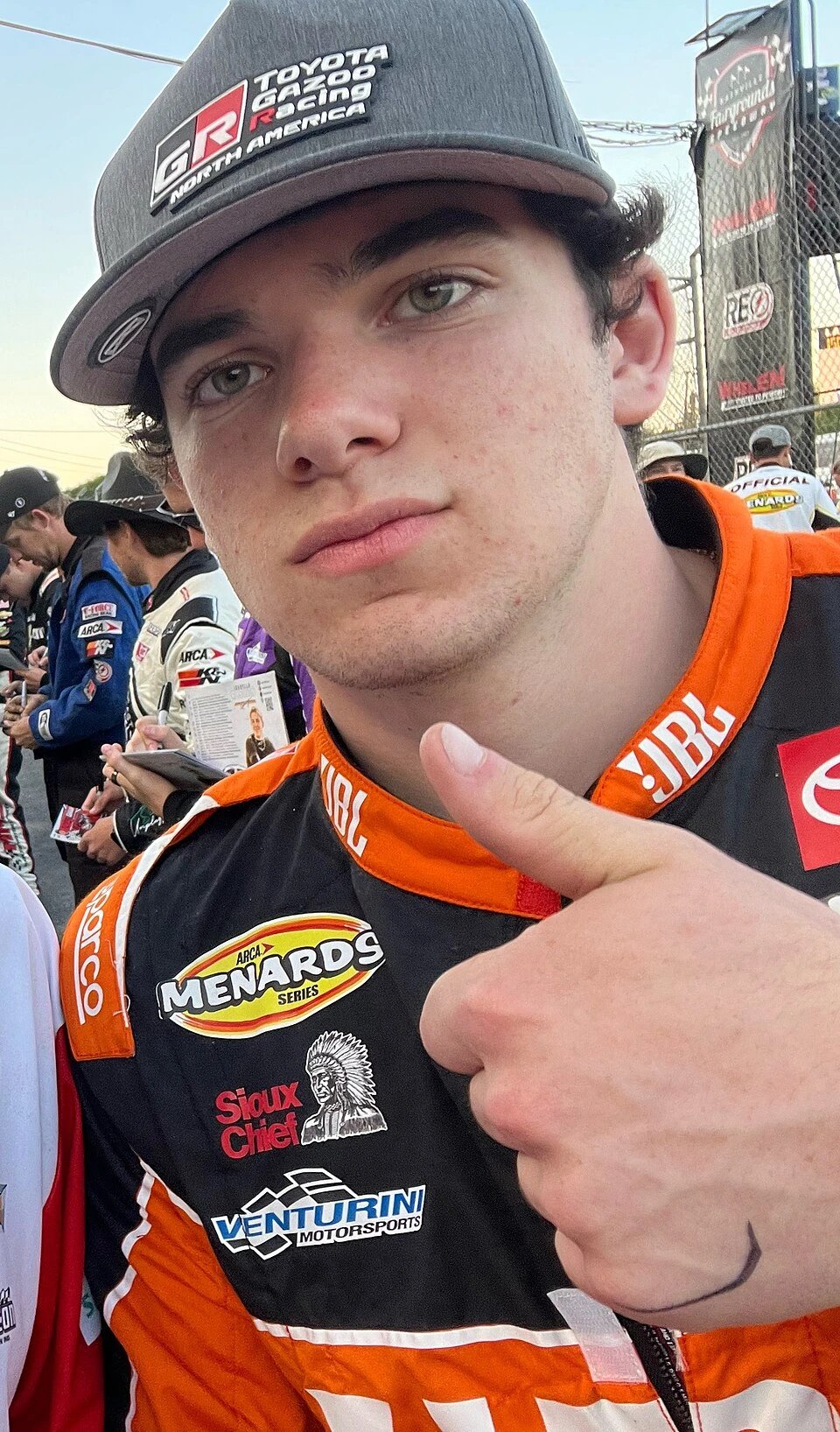 Giovanni Ruggiero in NASCAR racing gear at Nashville Fairgrounds Speedway, 2024