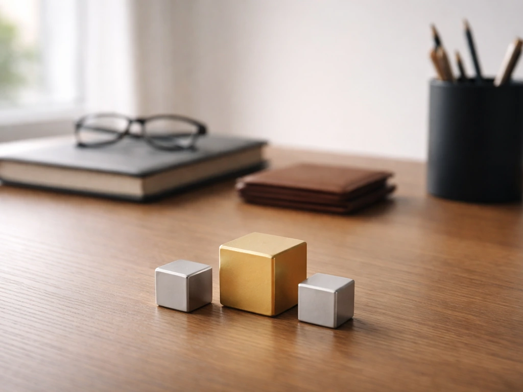 Minimal photo of a business desk with scattered keys and a single highlighted gold token symbolizing one big equity stak