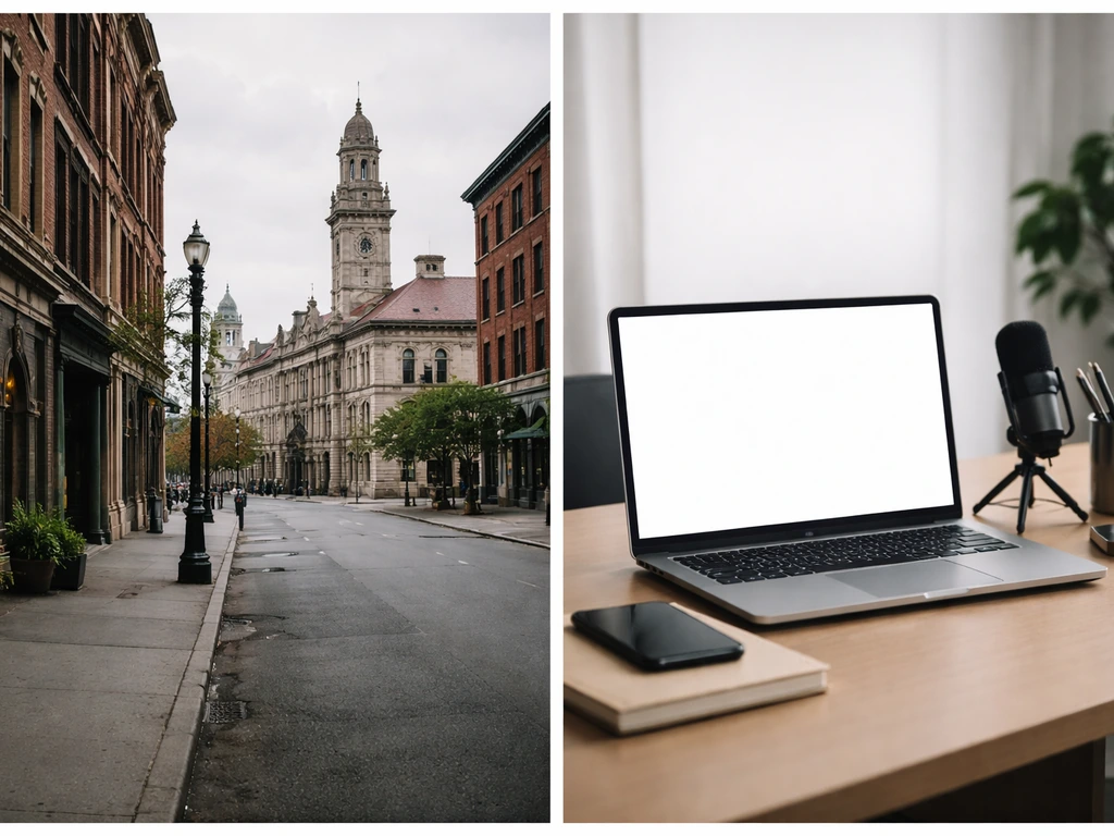 Split-scene photo showing a Worcester, MA city landmark and a tech investment workspace symbolizing venture activity.