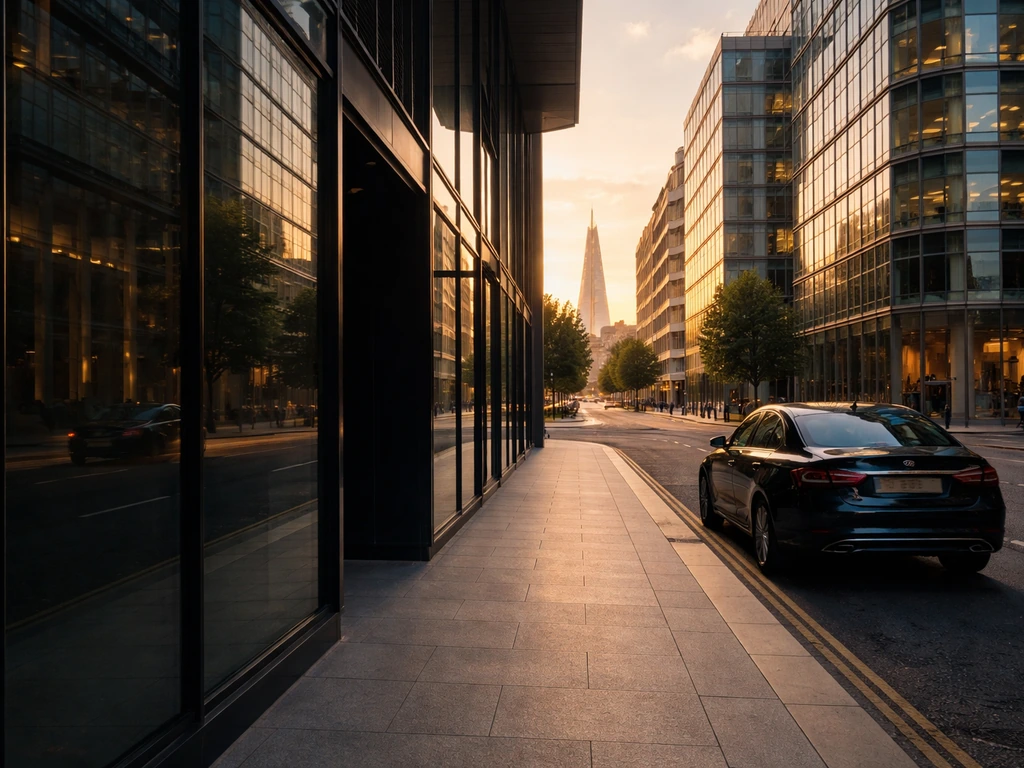 Sunlit London business district view symbolizing property wealth and high-profile finance.
