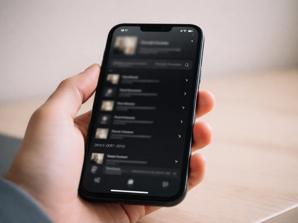 Close-up of a smartphone showing blurred music track metadata with dates, implying 2007–2010 royalties