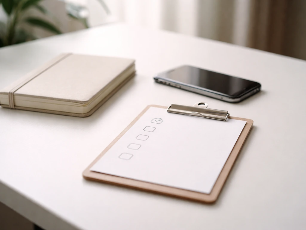 Minimal desk scene with an empty checklist-style set of icons suggesting no evidence of other income.
