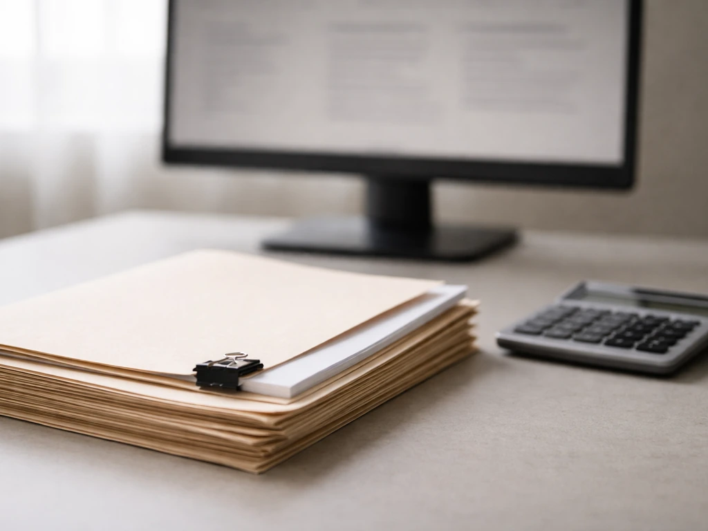 Minimal desk with legal documents and a calculator, suggesting SEC proxy materials for net worth methodology